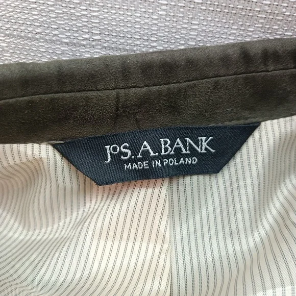 Jos A Bank Green Micropoly Suede Solid Men's Size 42R Sport Coat Blazer Preppy
